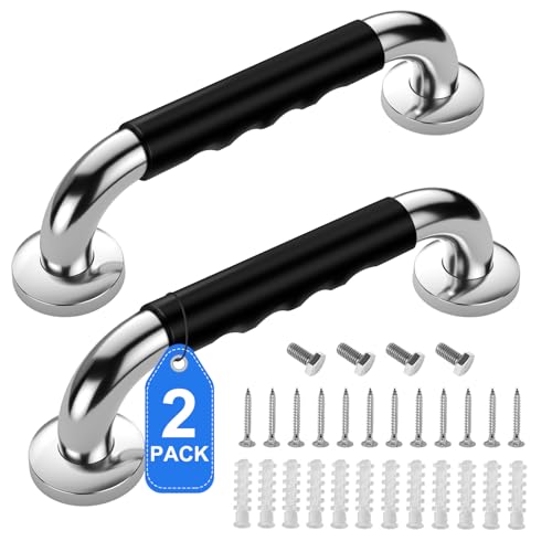 2 Pack Grab Bars for Bathtubs and Showers with Anti Slip Soft Strip