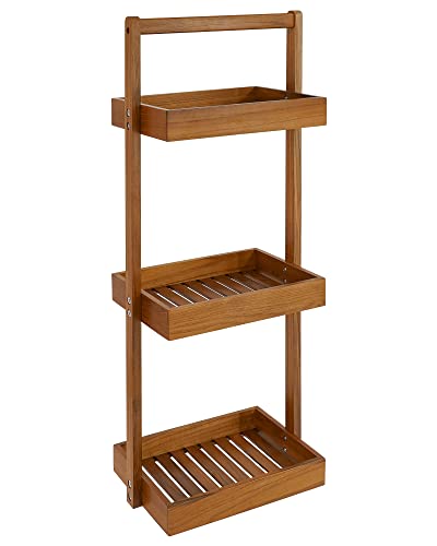 Teak Wood Shower Caddy Corner