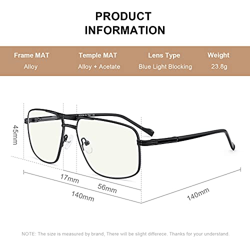 RBPilot Square Metal Aviator Reading Glasses for Men