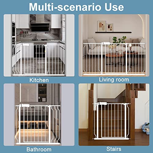 Extra Wide Baby Gate Black Walk THR Dog Gates Doorways House No Drill Pressure Mounted Auto Close Long Child Safety Gate for Kids and Pet