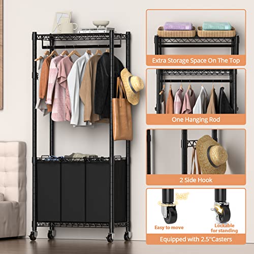 Laundry Hamper with Hanging Bar