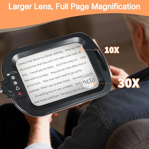 30X 10X Extra Large Floor Magnifying Glass with Light and Stand