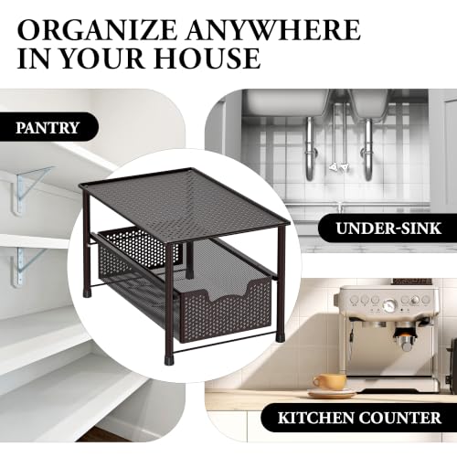 SimpleHouseware Stackable Under Sink Cabinet Sliding Basket Organizer Drawer