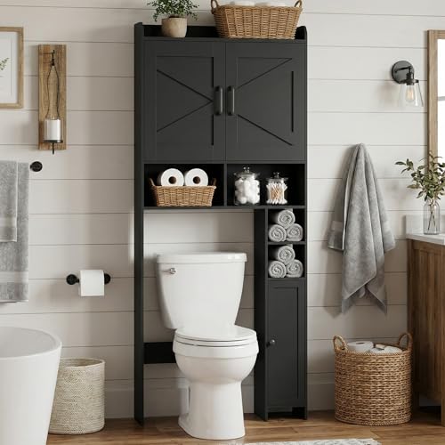 Over The Toilet Storage Cabinet with 2 Door and Toilet Paper Holder Stand