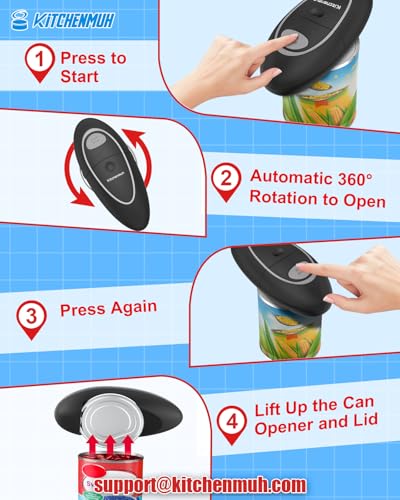 One Touch Electric Can Opener Fits All Can Sizes for Seniors with Arthritis