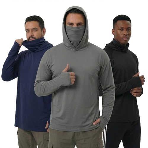 3 Pack Men's Sun Hoodie with Mask