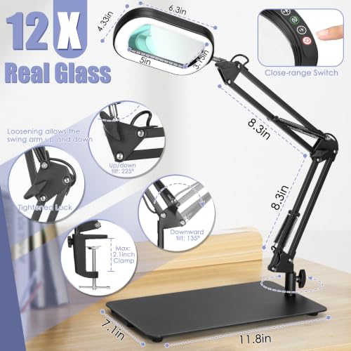 Square Magnifying Glass with Light and Stand