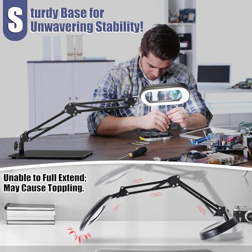 Square Magnifying Glass with Light and Stand