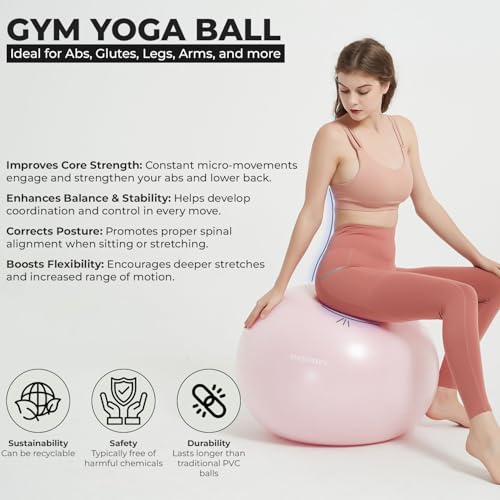 Yoga Ball Chair with 65cm Exercise Ball & 2 Resistance Bands