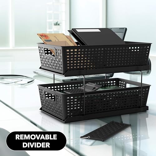 SimpleHouseware 2 Tier Bathroom Organizer Tray Pull