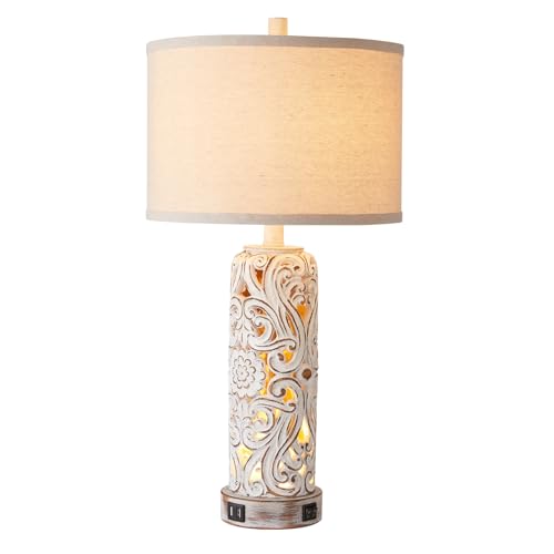 Set of 2 Rustic Farmhouse Table Lamps for Living Room Bedroom