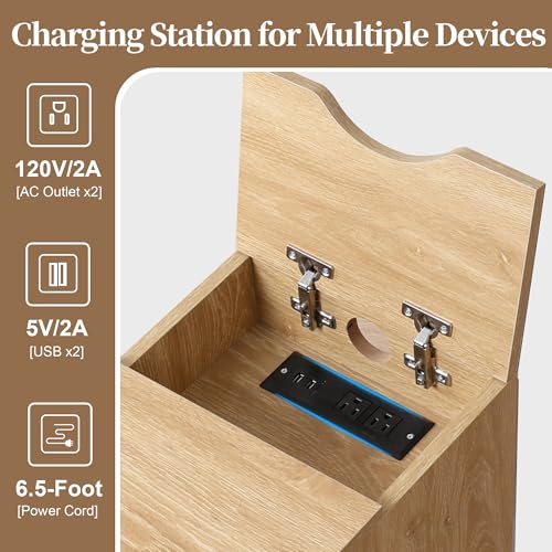 End Table with Charging Station for Couch