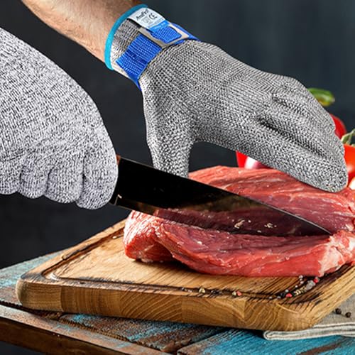 Cut Resistant Gloves Food Grade & Stainless Steel Mesh for Oyster Shucking Butcher Kitchen Meat and Fish Slicing