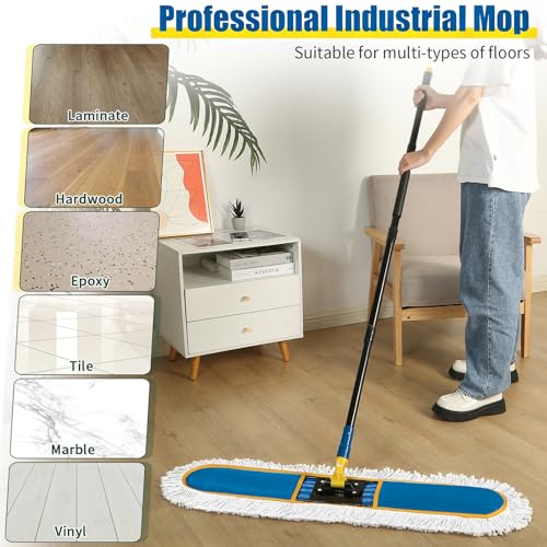 36" Commercial Dust Mop for Floor Cleaning with Replacement Mop Pads