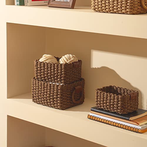 Small Wicker Baskets for Organizing Set of 3