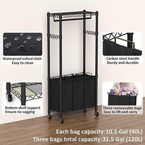 Laundry Hamper with Hanging Bar