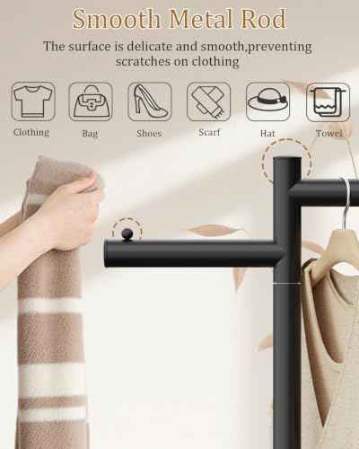 Freestanding Metal Coat Racks with Natural Rock Base
