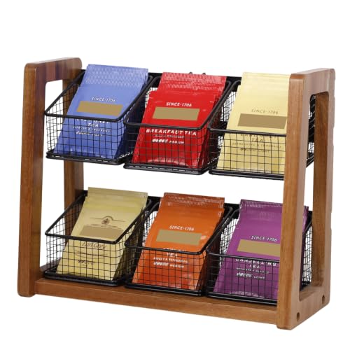 Tea Bag Organizer with 6 Tea Baskets