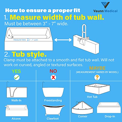Adjustable Bathtub Safety Rail Shower Grab Bar Handle