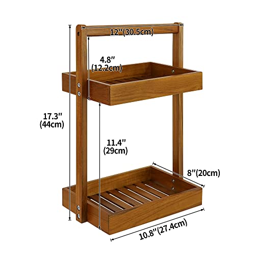 Teak Wood Shower Caddy Corner