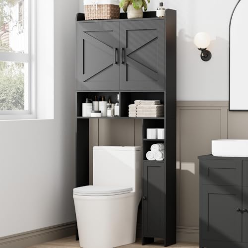Over The Toilet Storage Cabinet with 2 Door and Toilet Paper Holder Stand