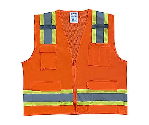 Premium High Visibility Surveyor Vest Solid Front Mesh Back