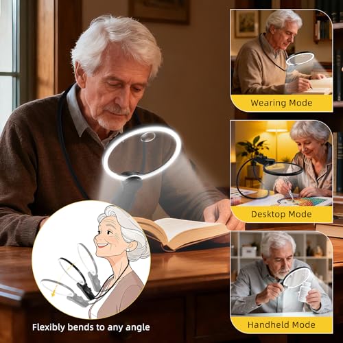 Hands Free Magnifying Glass with Light for Close Work
