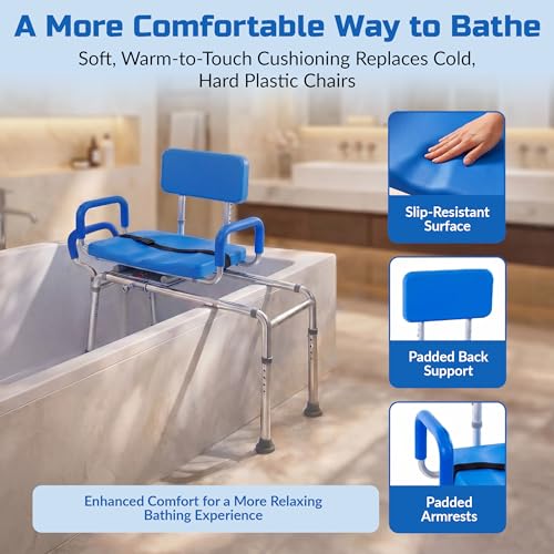Carousel Sliding Shower Chair Tub Transfer Bench with Swivel Seat