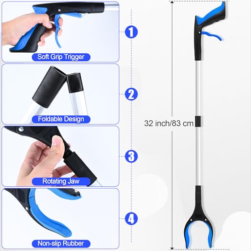 6 Pack 32 Inch Commercial Trash Grabber for Elderly Assist