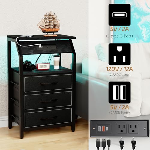 End Tables with Front Charging and Drawers