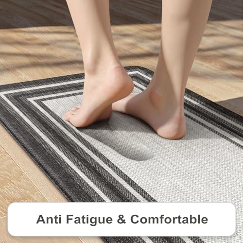 KIMDOE Boho Kitchen Rugs and Mats 2PCS Cushioned Anti Fatigue Kitchen Mat Non