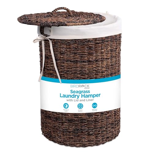 Seagrass Laundry Hamper with Lid and Washable Liner