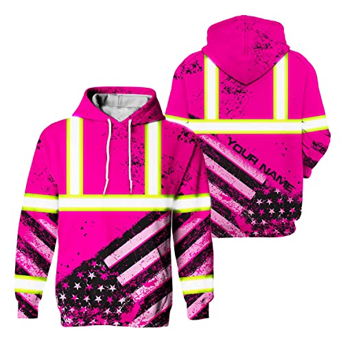 US Flag High Visibility Hoodie for Men Reflective Hoodie Safety Workwear for Worker Runner Patriotic ACC02