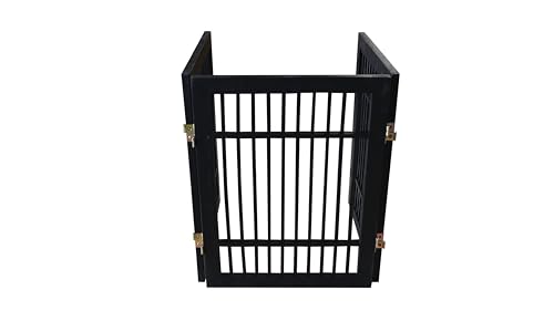 Pet Dog Gate Strong and Durable Freestanding Folding Acacia Hardwood Portable Wooden Fence Indoors or Outdoors by Urnporium