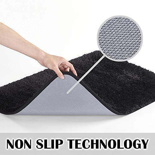 Bathroom Contour Rug Non Slip Bath Mat Water Absorbent Soft Microfiber Shaggy Bathroom Mat Machine Washable Bath Rug for Bathroom Thick Plush U Shape Toilet Rug