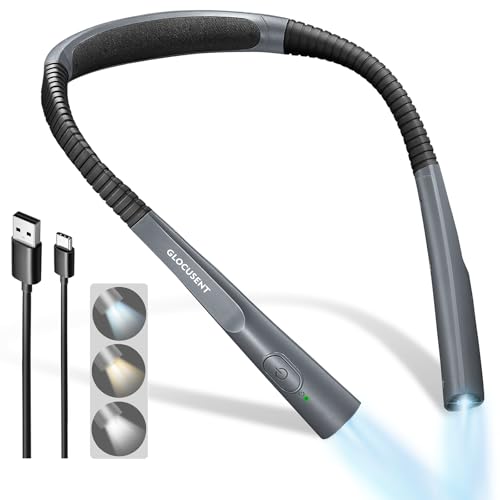 Book Light, 3-Color & 6-Brightness Reading Light, Bendable Neck Light, Long Lasting Rechargeable Lamp, Perfect Book Light for Reading in Bed, Knitting, Camping, Repairing, Book Lovers Gifts