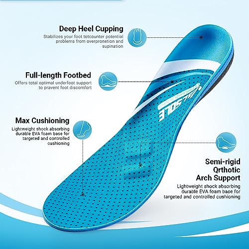220+ lbs Plantar Fasciitis High Arch Support Insole for Men Women