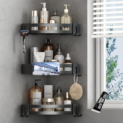 adhesive mounting shower caddy
