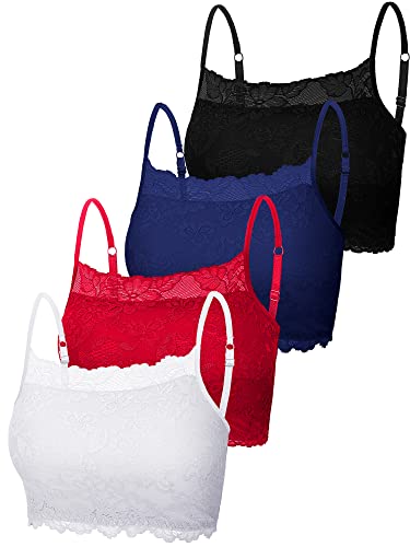 4 Pack Women Soft Lace Cami Stretch Half Camisole Top