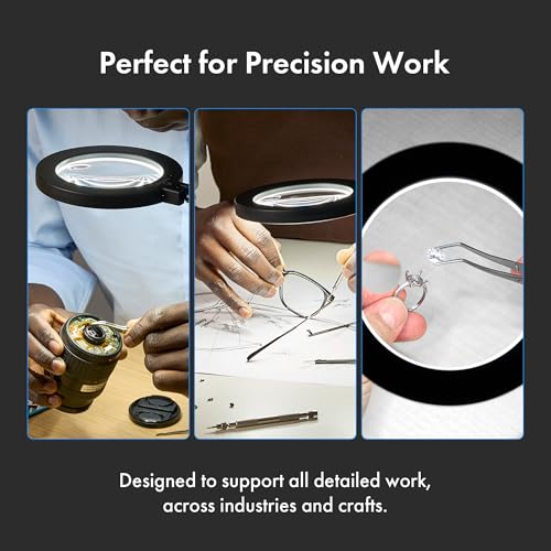 LED Work Light with Magnifying Glass 23.5in Flexible Gooseneck for Sewing and Drill Press