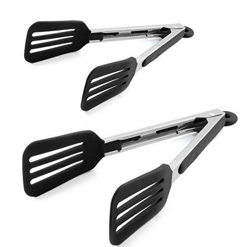 Stainless Steel Silicone Serving Tongs with Locking Handle
