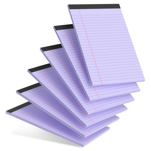Small Note Pad 5x8 College Ruled Pink Legal Pads Paper Notepads 6 Pack Clear Print Writing Pads 5 x 8 Legal Pads Perforated Narrow Ruled Pads of Paper