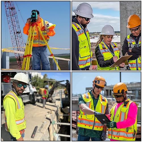 Heavy Woven cotton High Vis Reflective work construction safety vest for men Class 2 with ipad Cargo Back Pocket
