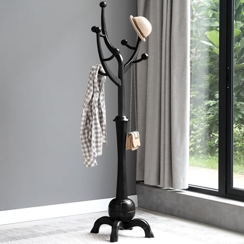 Coat Rack Freestanding Wood Tree Rack with 8 Hooks