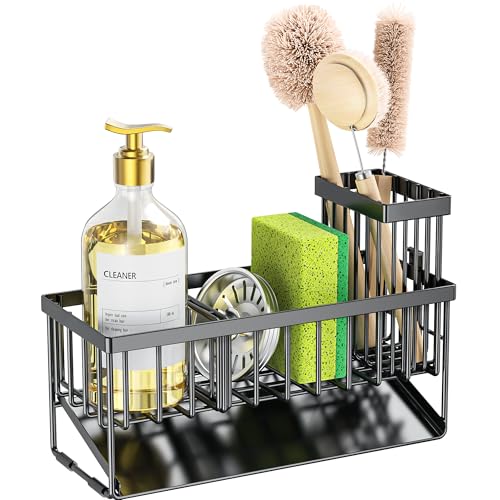 Kitchen Sink Caddy Organzier with High Brush Holder
