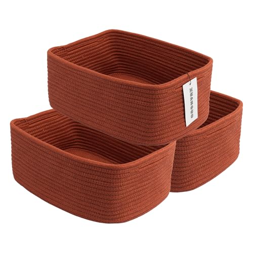 Small Woven Storage Baskets Decorative Rope Bins for Organizing Shelves
