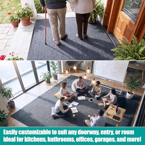 Door Mat Large Outdoor Indoor Mat Waterproof Rubber Back Rugs for Home Office Business Areas