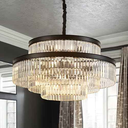 Modern Luxury Crystal Chandelier Light Fixture for Dining Room Living Room