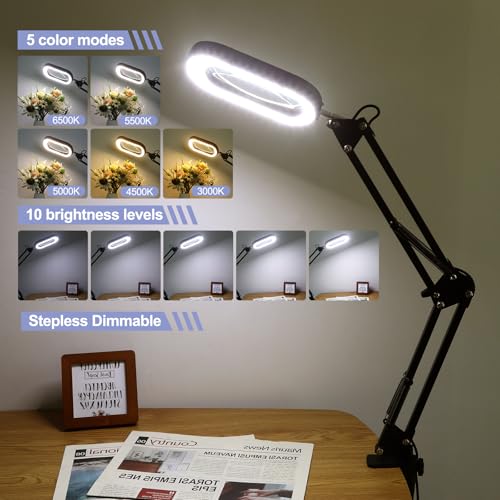 Rectangle Magnifying Glass with Light and Stand Swing Arm