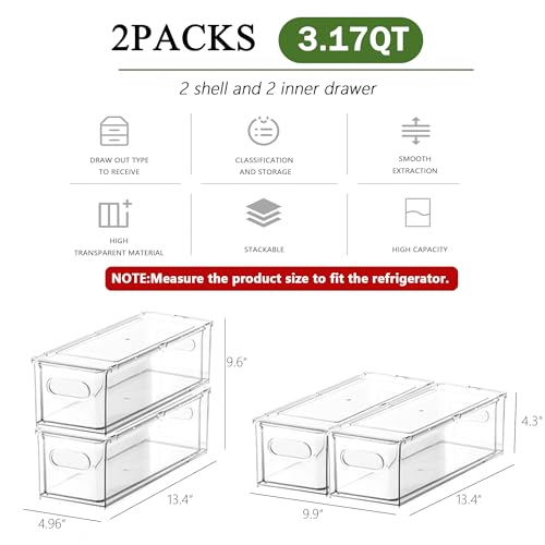 2 Pack Fruit Storage Containers for Fridge with Strainer